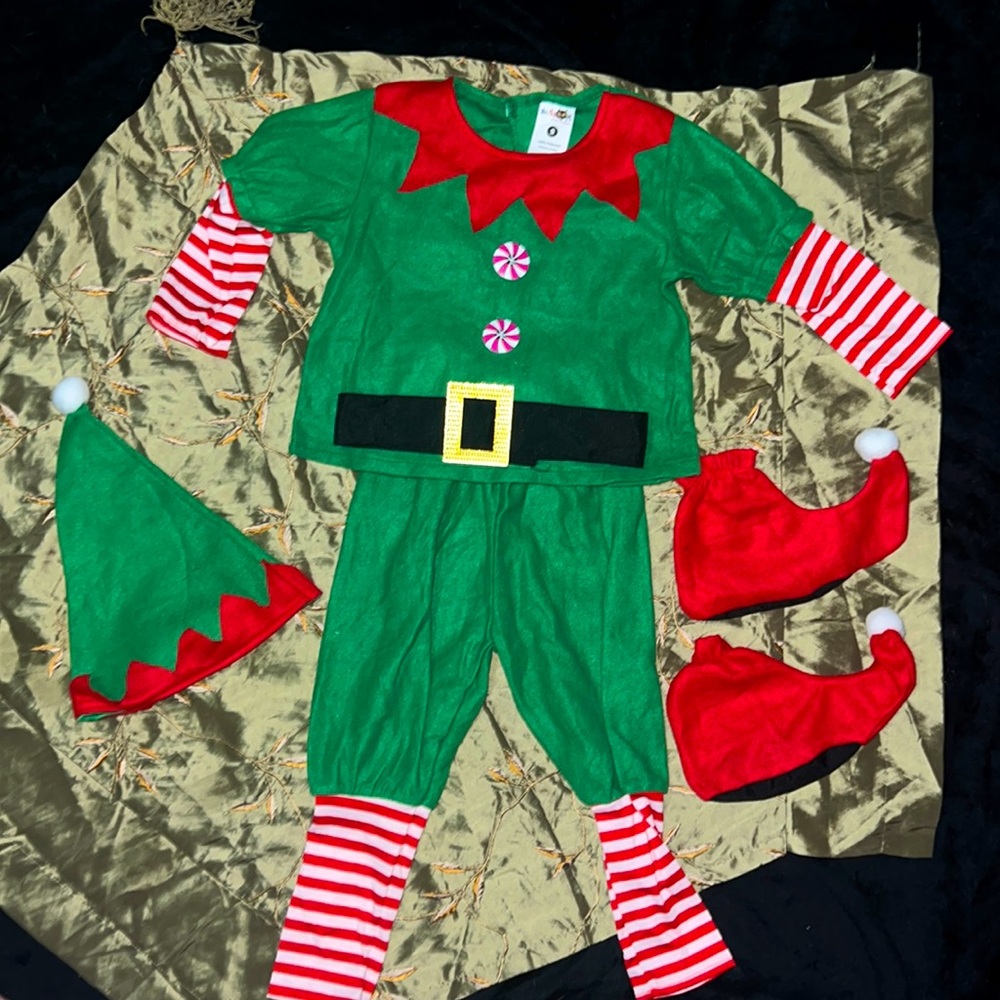 Festive Elf Costume for Kids - Green and Red